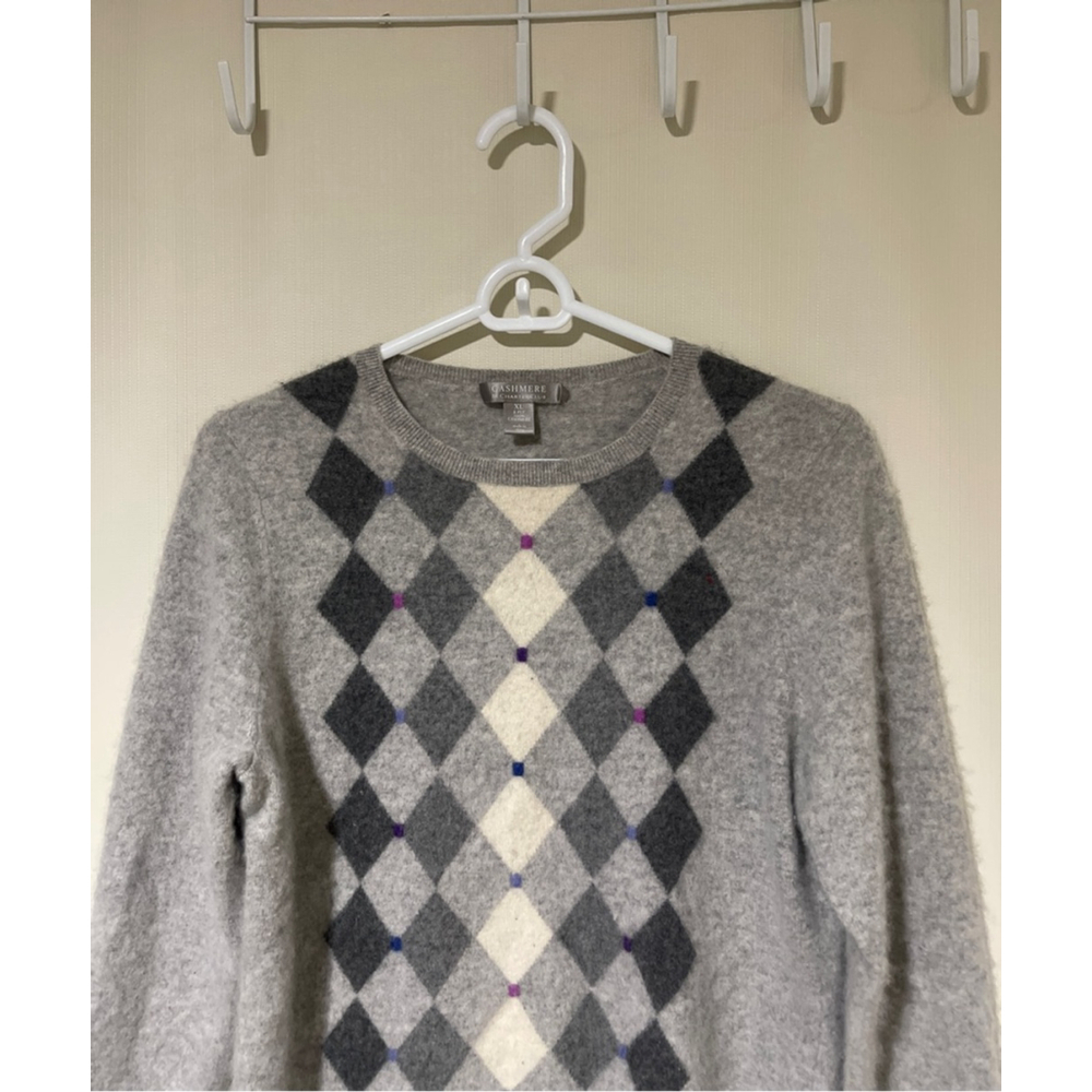 NWOT 2 PLY 100% Cashmere By Charter CArgyle Cashmere Crew Neck Sweater XL - Picture 3 of 9